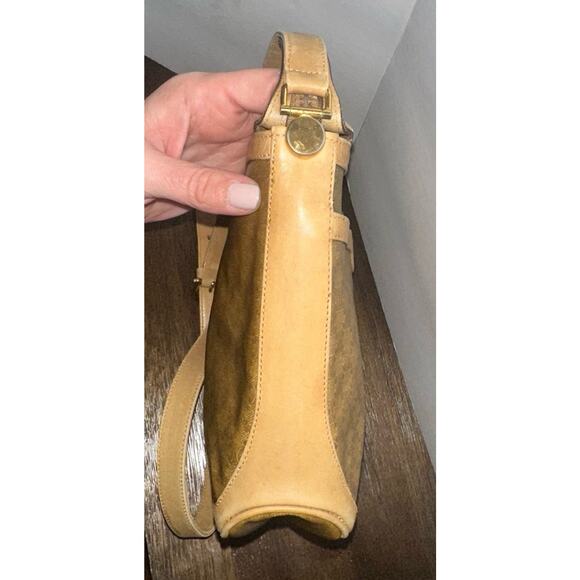 Authentic CELINE Macadam Canvas Shoulder Bag crossbody PVC Beige Gold BA4269 - Picture 9 of 15